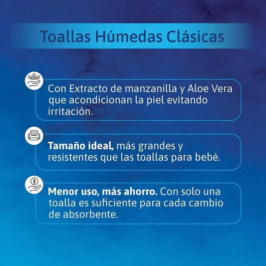 Toallas Húmedas para Adultos Tena Clásicas Paquete 60un