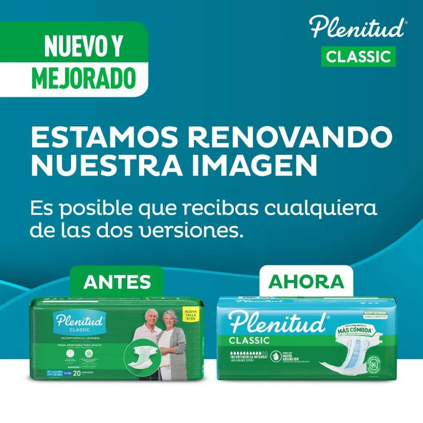Pañal Adulto Plenitud Classic Talla G/XG x 20 un