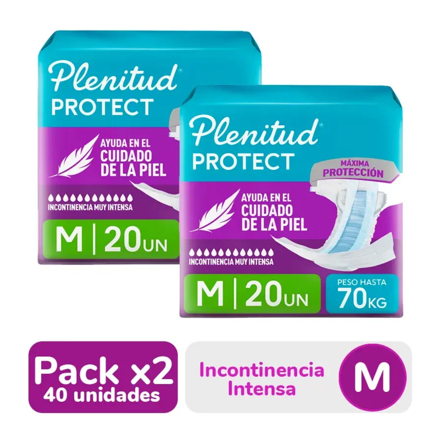 Pack 02 Pañales Plenitud Protect Talla M