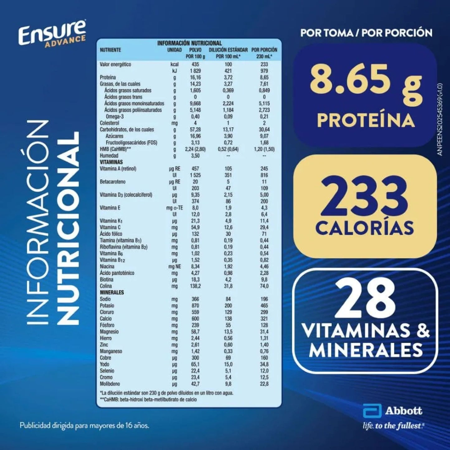 Ensure Advance con HMB Vainilla x 400 g