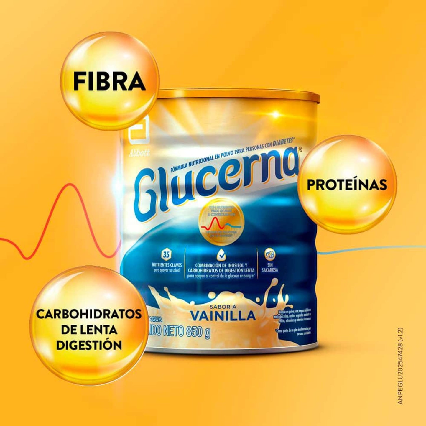 Glucerna en Polvo Control de Glucosa Vainilla x 850 g