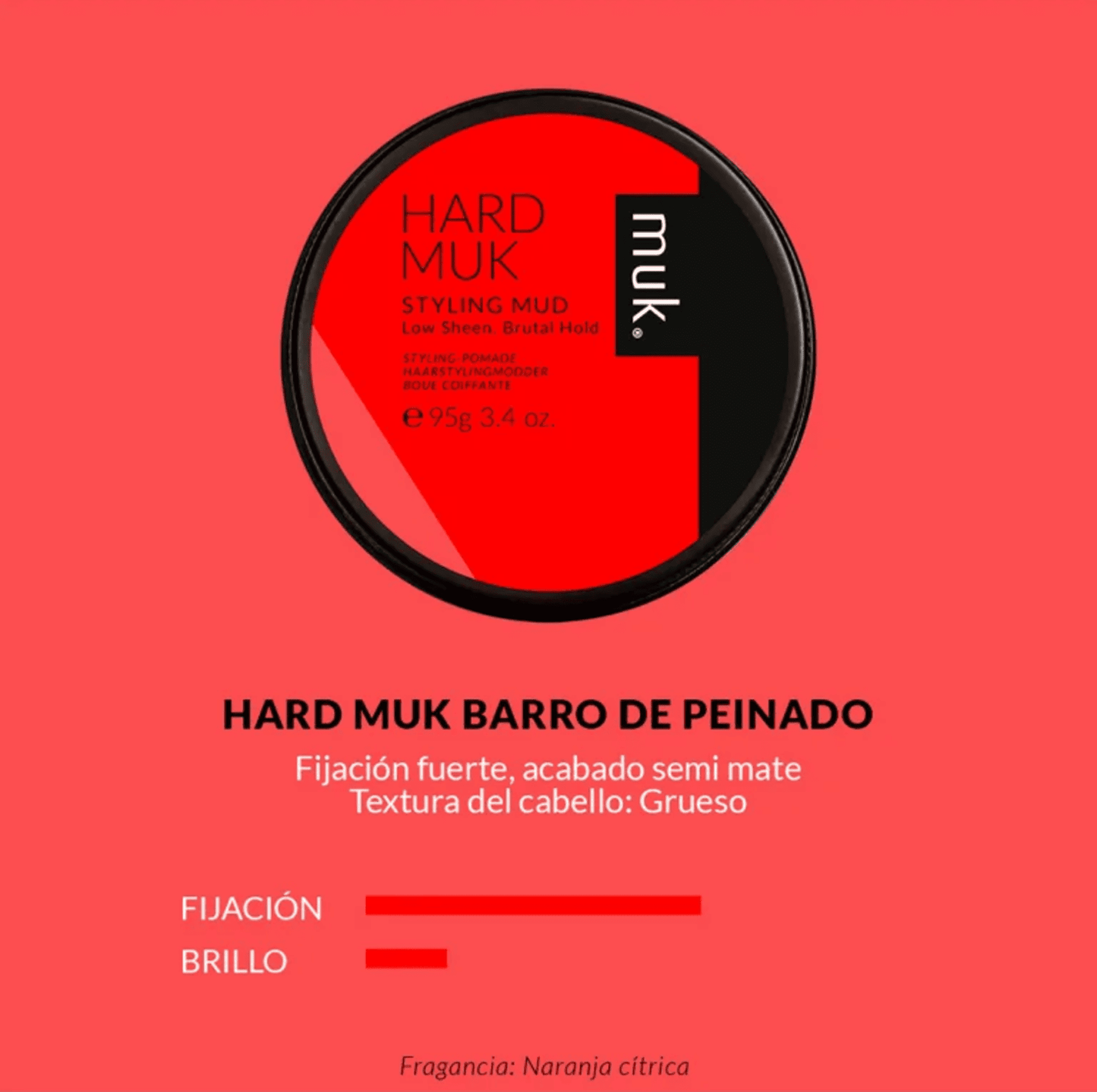 Hard Muk Barro Para Peinado Fijación Ultra Fuerte Mate