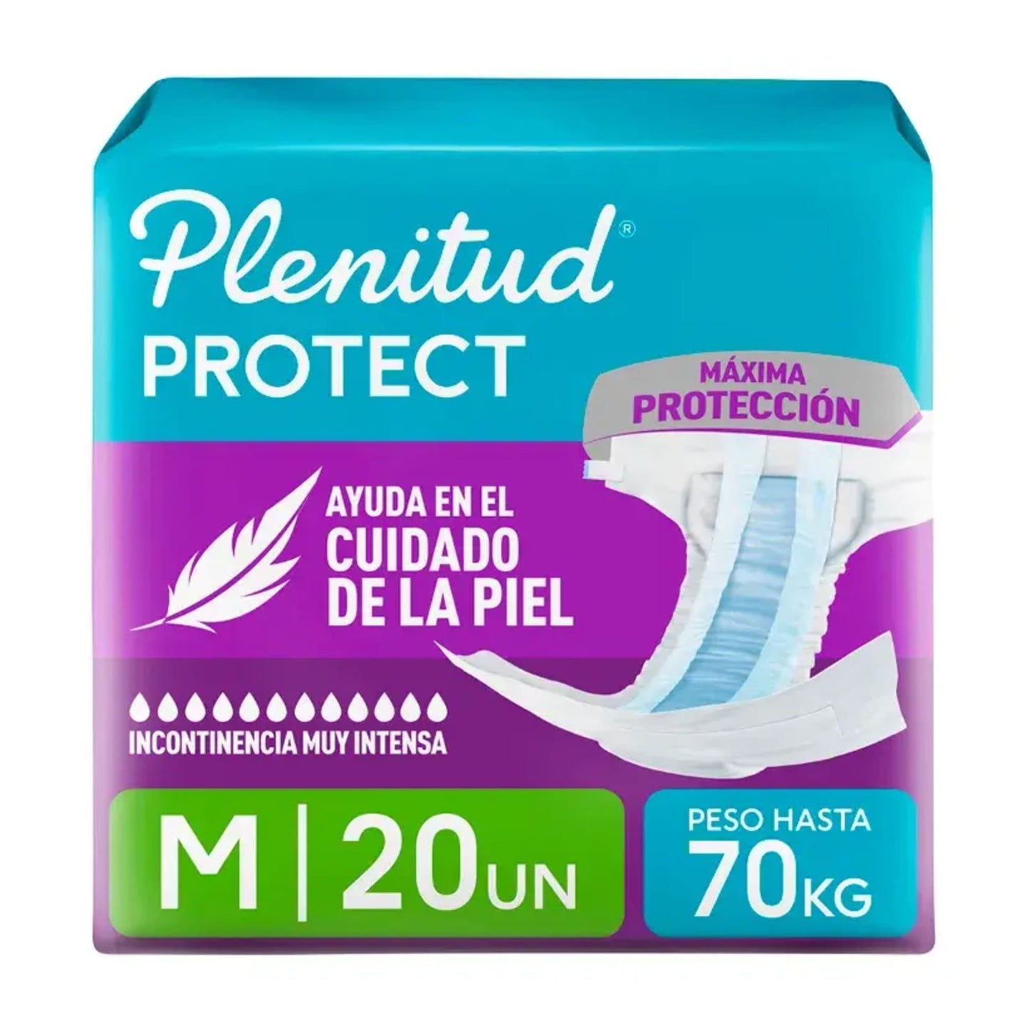 Pañal Adulto Plenitud Protect Talla M Incontinencia Fuerte x 20 un