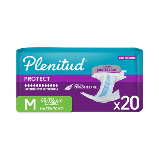 Pañal Adulto Plenitud Protect Talla M Incontinencia Fuerte x 20 un