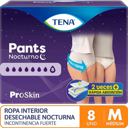 Ropa Interior Desechable TENA Pants Nocturno Talla M x 8 un