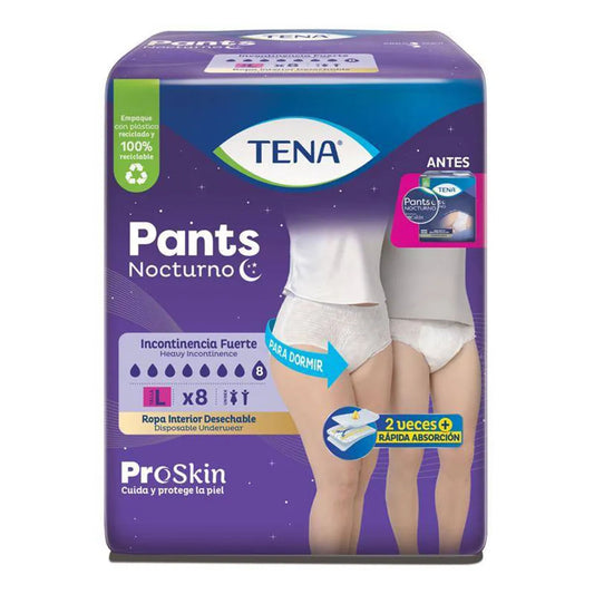 Ropa Interior Desechable TENA Pants Nocturno Talla L x 8 un