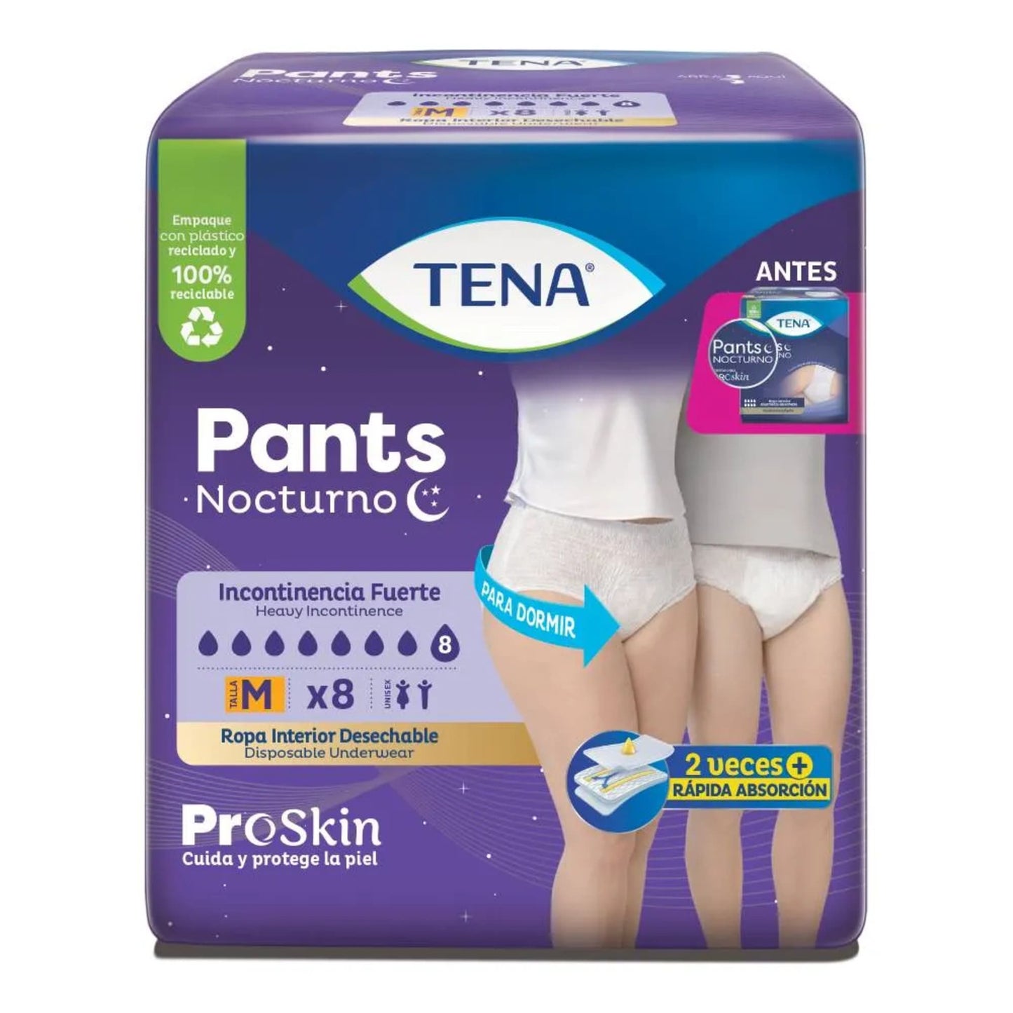 Ropa Interior Desechable TENA Pants Nocturno Talla M x 8 un